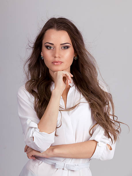 Beautiful brunette woman , Long Natural Hair