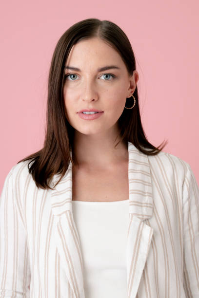 Cheerful smart woman smiling isolated on background